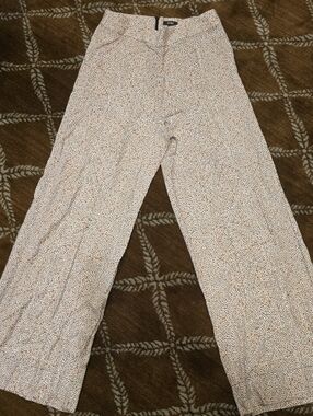 AFRM White Wide-Leg Pants With Cheetah Print Sz L